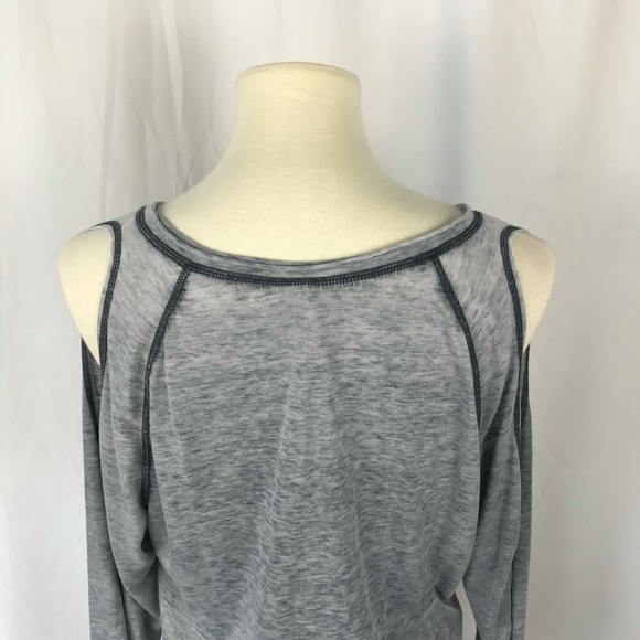 Blue Cold Shoulder Long Sleeve T-shirt - Large - Picture 6 of 9